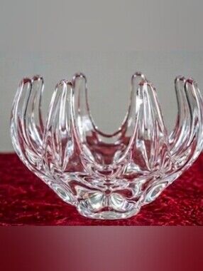 St. Clair Clear Hand-Pulled Art 6 Finger Glass Bowl - Clear INDIAN GLASS